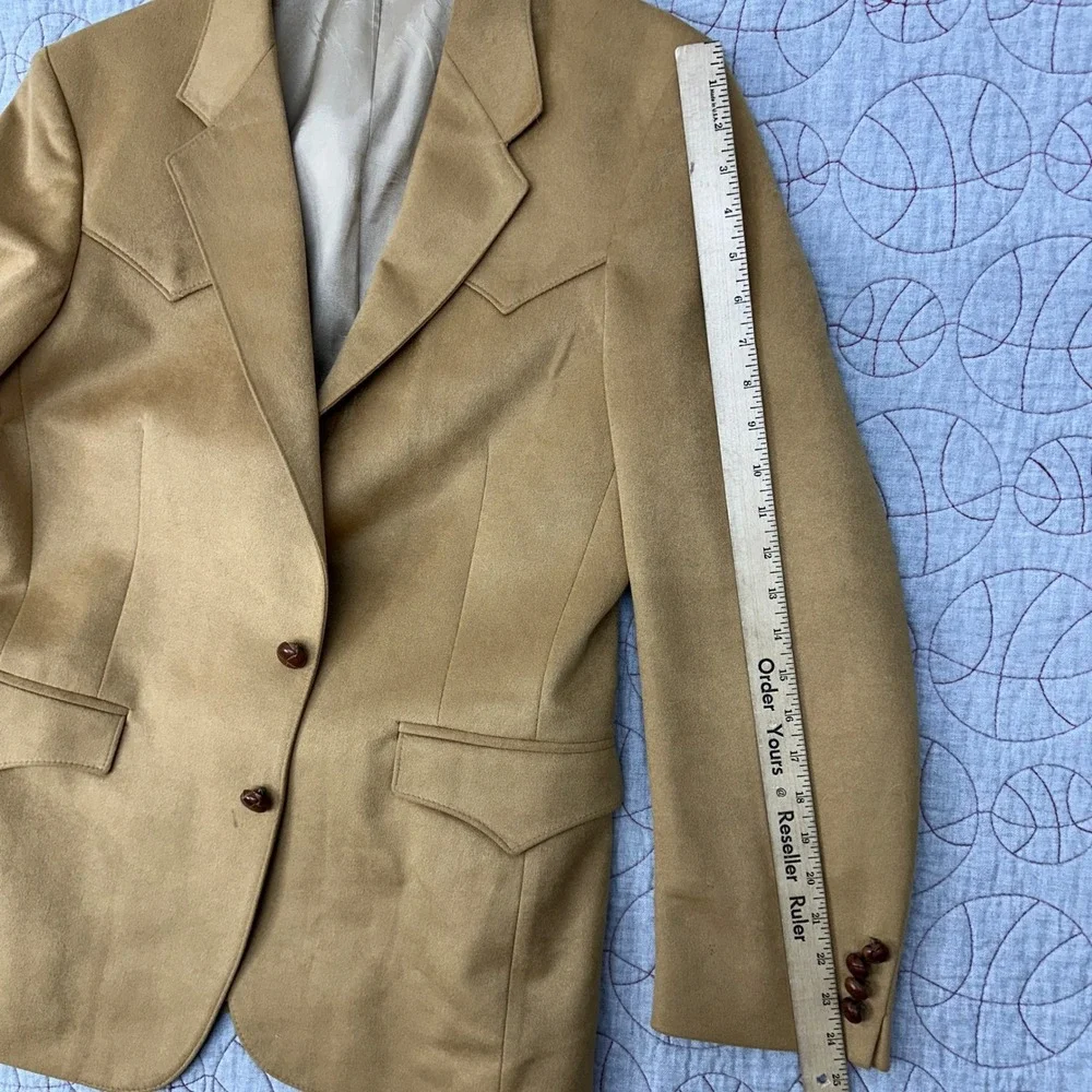 Farah Sport Coat‎ Tan Western Yoke Faux Suede Two Button / Mens 40R